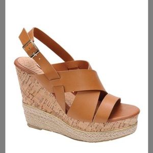 New - Nature breeze cognac wedge sandal. Size 8.